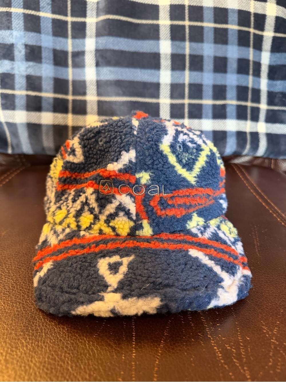 Coal Fleece Hat NWOT Blue Geometric Pattern Adjustable